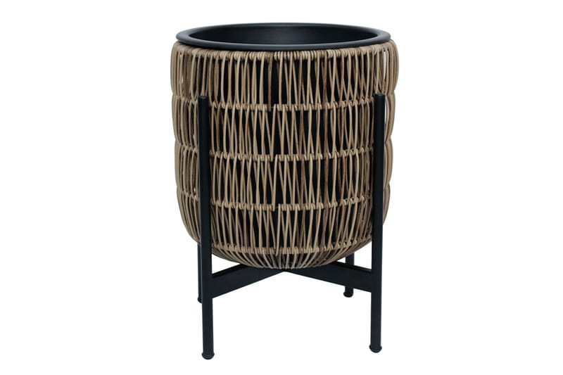 Wicker Blomsterkrukke på stativ 30x30xH38 cm Lysebrun - Store blomsterkrukker - Havekrukker