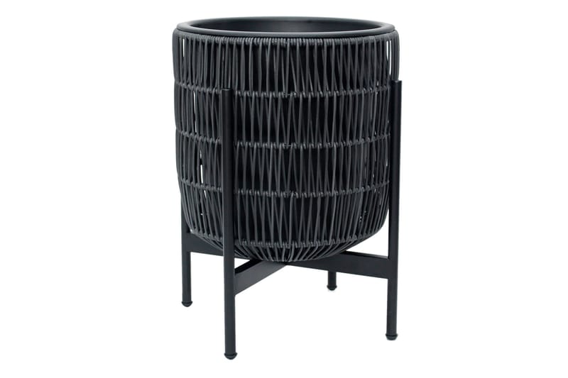 Wicker Blomsterkrukke på stativ 38x38xH49 cm Sort - Havemøbler - Øvrigt havetilbehør - Tilbehør udendørs - Havekrukker