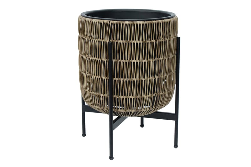 Wicker Blomsterkrukke på stativ 38x38xH49 cm Lysebrun - Store blomsterkrukker - Havekrukker