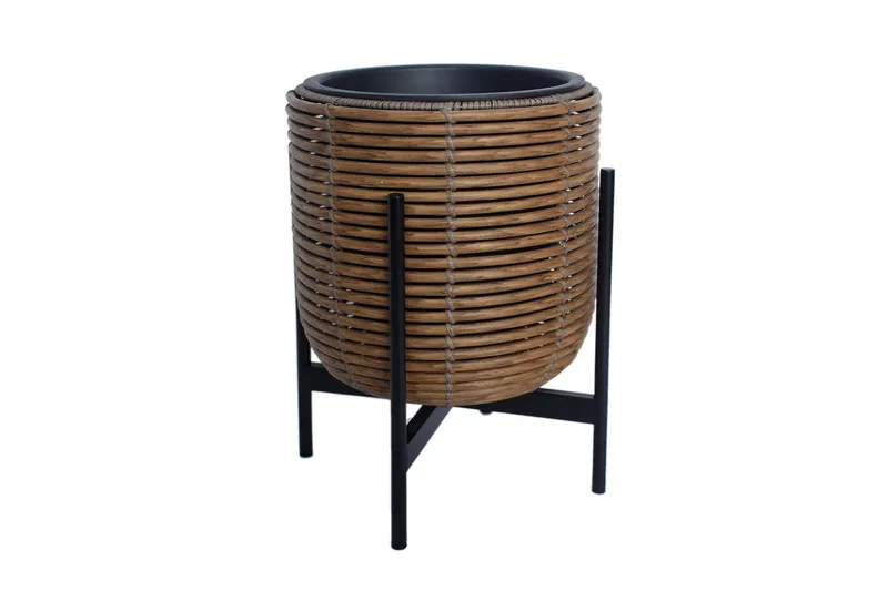 Wicker Blomsterkrukke på stativ 30x30xH38 cm Brun, undefined