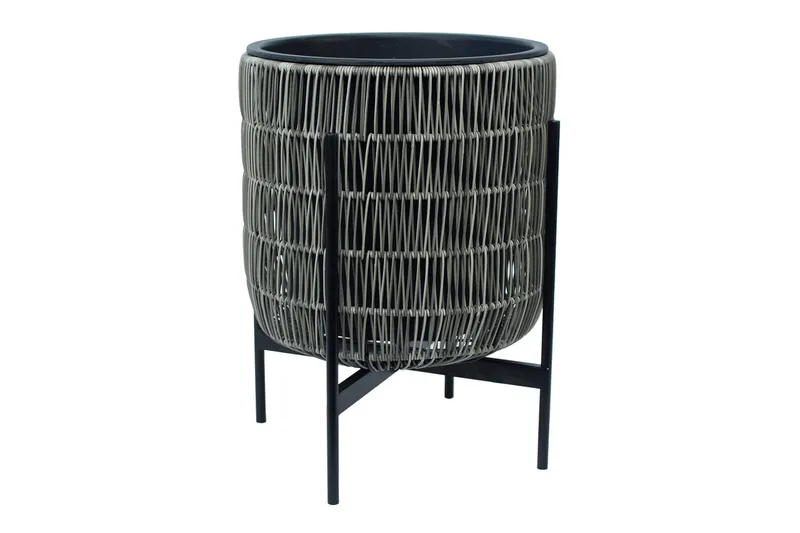 Wicker Blomsterkrukke på stativ 38x38xH49 cm Grå - Havemøbler - Øvrigt havetilbehør - Tilbehør udendørs - Havekrukker