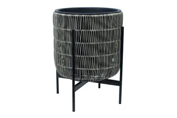 Wicker Blomsterkrukke på stativ 38x38xH49 cm Grå - Havemøbler - Øvrigt havetilbehør - Tilbehør udendørs - Havekrukker