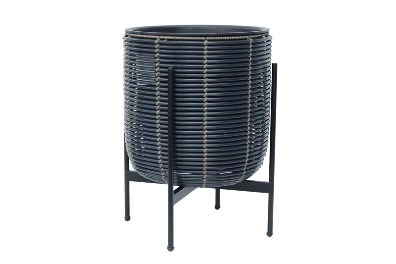 Wicker Blomsterkrukke på stativ 38x38xH49 cm Sort, undefined