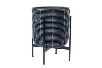 Wicker Blomsterkrukke på stativ 38x38xH49 cm Sort - Havemøbler - Øvrigt havetilbehør - Tilbehør udendørs - Havekrukker