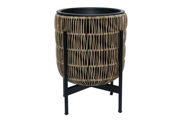 Wicker Blomsterkrukke på stativ 30x30xH38 cm Lysebrun - Havemøbler - Øvrigt havetilbehør - Tilbehør udendørs - Havekrukker
