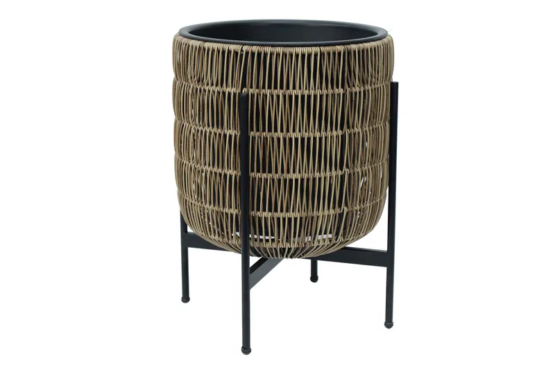 Wicker Blomsterkrukke på stativ 38x38xH49 cm Lysebrun - Havemøbler - Øvrigt havetilbehør - Tilbehør udendørs - Havekrukker