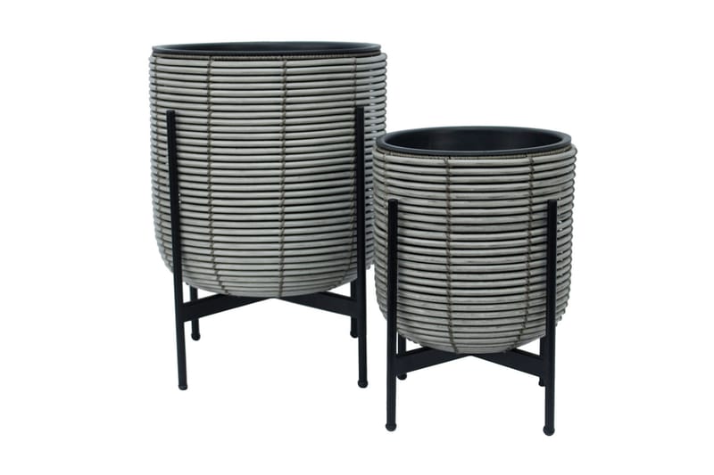 Wicker Blomsterkrukke på stativ 30x30xH38 cm Grå - Havemøbler - Øvrigt havetilbehør - Tilbehør udendørs - Havekrukker