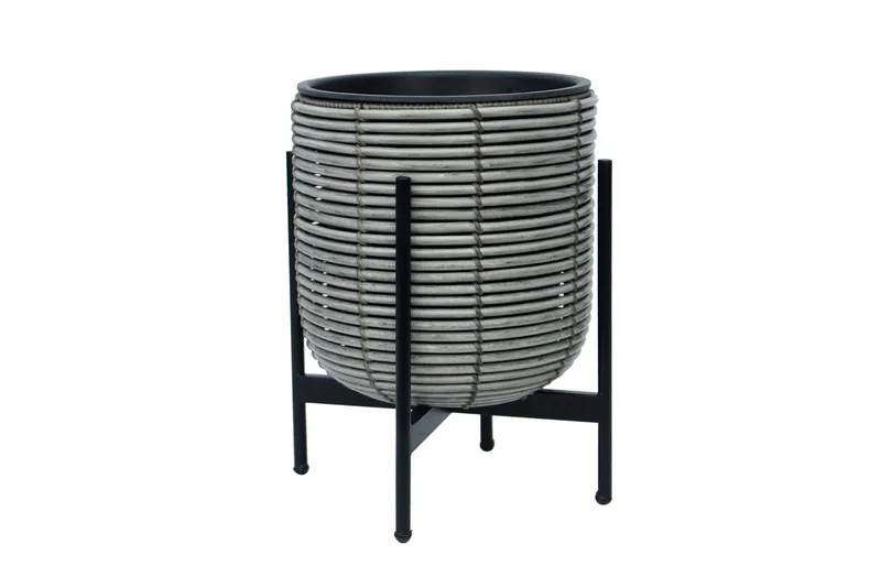 Wicker Blomsterkrukke på stativ 30x30xH38 cm Grå, undefined