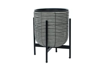 Wicker Blomsterkrukke på stativ 30x30xH38 cm Grå - Havemøbler - Øvrigt havetilbehør - Tilbehør udendørs - Havekrukker