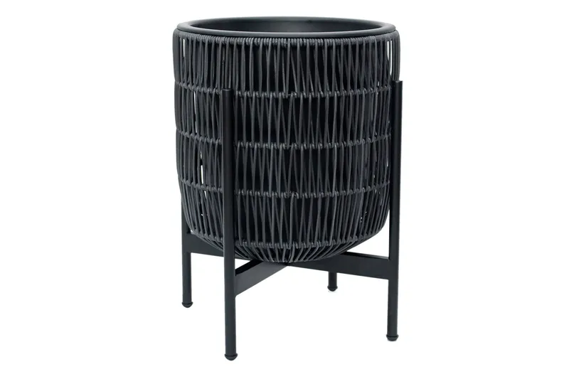 Wicker Blomsterkrukke på stativ 38x38xH49 cm Sort, undefined