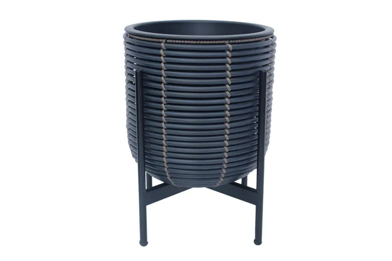 Wicker Blomsterkrukke på stativ 30x30xH38 cm Sort - Havemøbler - Øvrigt havetilbehør - Tilbehør udendørs - Havekrukker