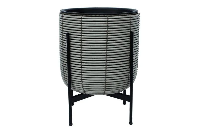 Wicker Blomsterkrukke på stativ 38x38xH49 cm Grå - Havemøbler - Øvrigt havetilbehør - Tilbehør udendørs - Havekrukker