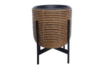 Wicker Blomsterkrukke på stativ 30x30xH38 cm Brun - Havemøbler - Øvrigt havetilbehør - Tilbehør udendørs - Havekrukker