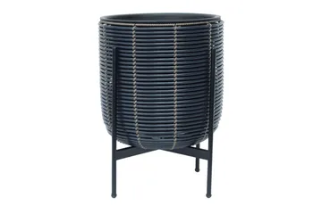 Wicker Blomsterkrukke på stativ 38x38xH49 cm Sort - Havemøbler - Øvrigt havetilbehør - Tilbehør udendørs - Havekrukker