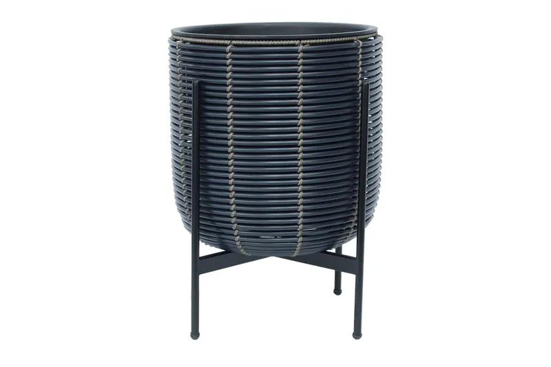 Wicker Blomsterkrukke på stativ 38x38xH49 cm Sort - Havemøbler - Øvrigt havetilbehør - Tilbehør udendørs - Havekrukker