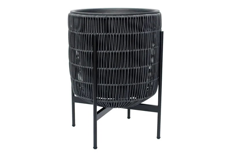 Wicker Blomsterkrukke på stativ 38x38xH49 cm Sort - Havemøbler - Øvrigt havetilbehør - Tilbehør udendørs - Havekrukker
