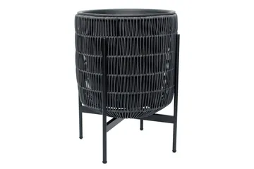 Wicker Blomsterkrukke på stativ 38x38xH49 cm Sort - Havemøbler - Øvrigt havetilbehør - Tilbehør udendørs - Havekrukker