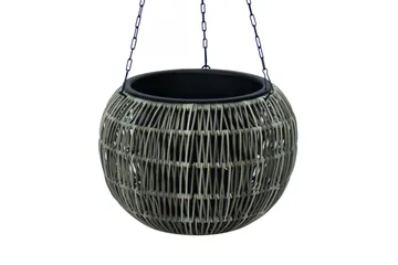 Wicker Hængende Krukke D32xH22 cm Grå - Havemøbler - Øvrigt havetilbehør - Tilbehør udendørs - Havekrukker