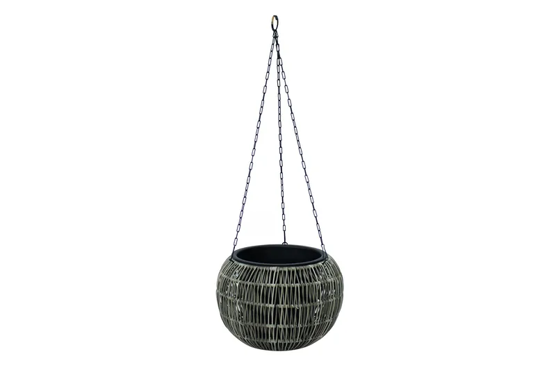 Wicker Hængende Krukke D32xH22 cm Grå, undefined