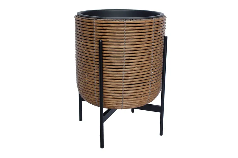 Wicker Urtepotte på stativ 38x38xH49 cm Brun, undefined