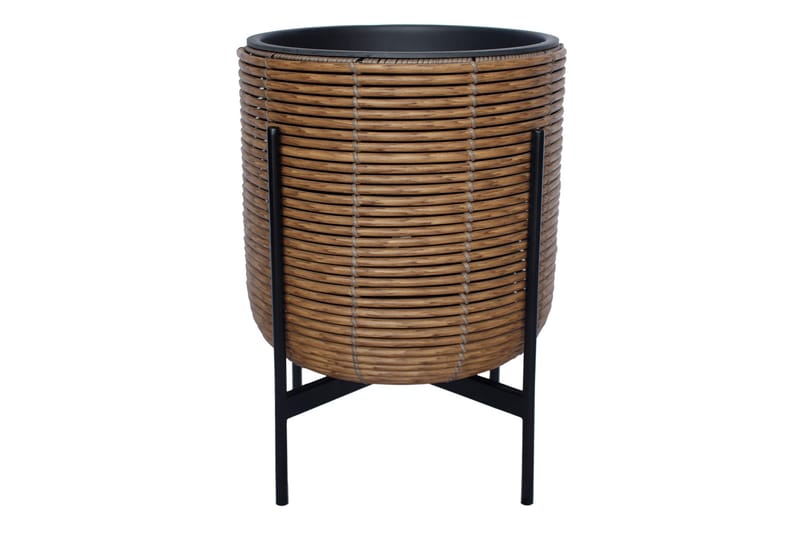 Wicker Urtepotte på stativ 38x38xH49 cm Brun - Havemøbler - Øvrigt havetilbehør - Tilbehør udendørs - Havekrukker