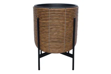 Wicker Urtepotte på stativ 38x38xH49 cm Brun - Havemøbler - Øvrigt havetilbehør - Tilbehør udendørs - Havekrukker