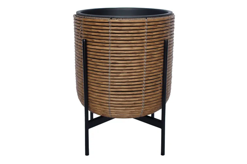 Wicker Urtepotte på stativ 38x38xH49 cm Brun - Havemøbler - Øvrigt havetilbehør - Tilbehør udendørs - Havekrukker