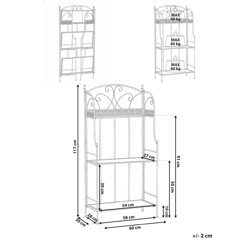 Hylde udendørs Villadose 60 cm - Sort - Havemøbler - Øvrigt havetilbehør - Tilbehør udendørs - Blomstereoler