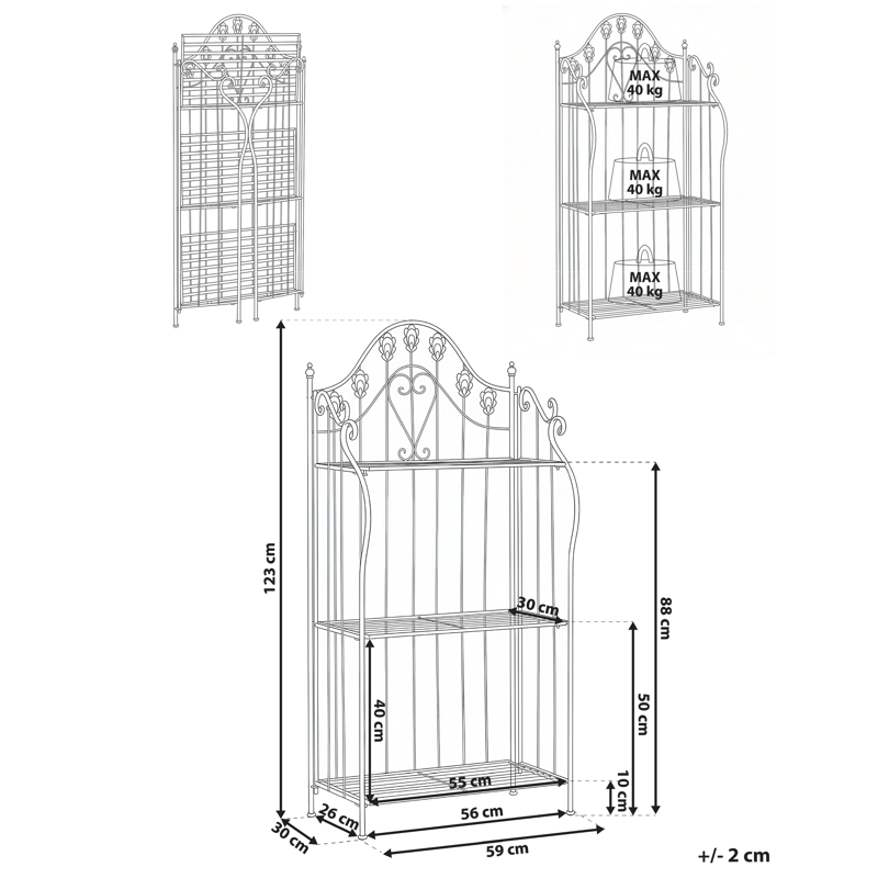 Hylde udendørs Visano 59 cm - Sort - Havemøbler - Øvrigt havetilbehør - Tilbehør udendørs - Blomstereoler
