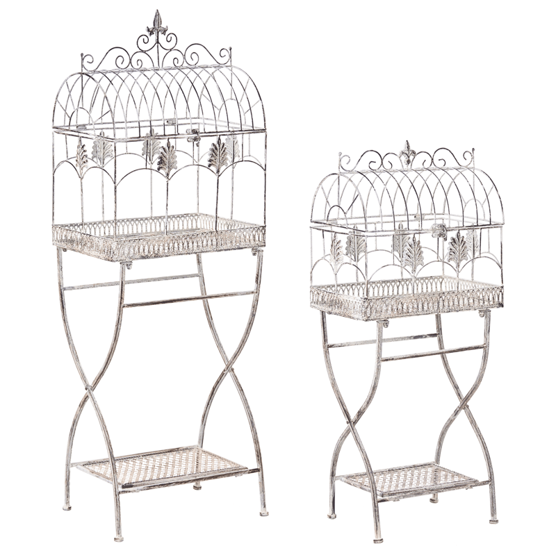 Sæt med 2 hylder udendørs Sicily 43/37 cm 30/27 cm, Grå