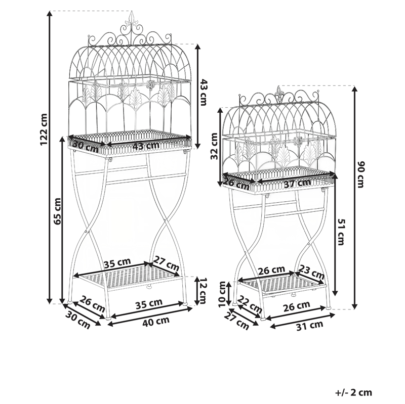 Sæt med 2 hylder udendørs Sicily 43/37 cm 30/27 cm - Grå - Havemøbler - Øvrigt havetilbehør - Tilbehør udendørs - Blomstereoler