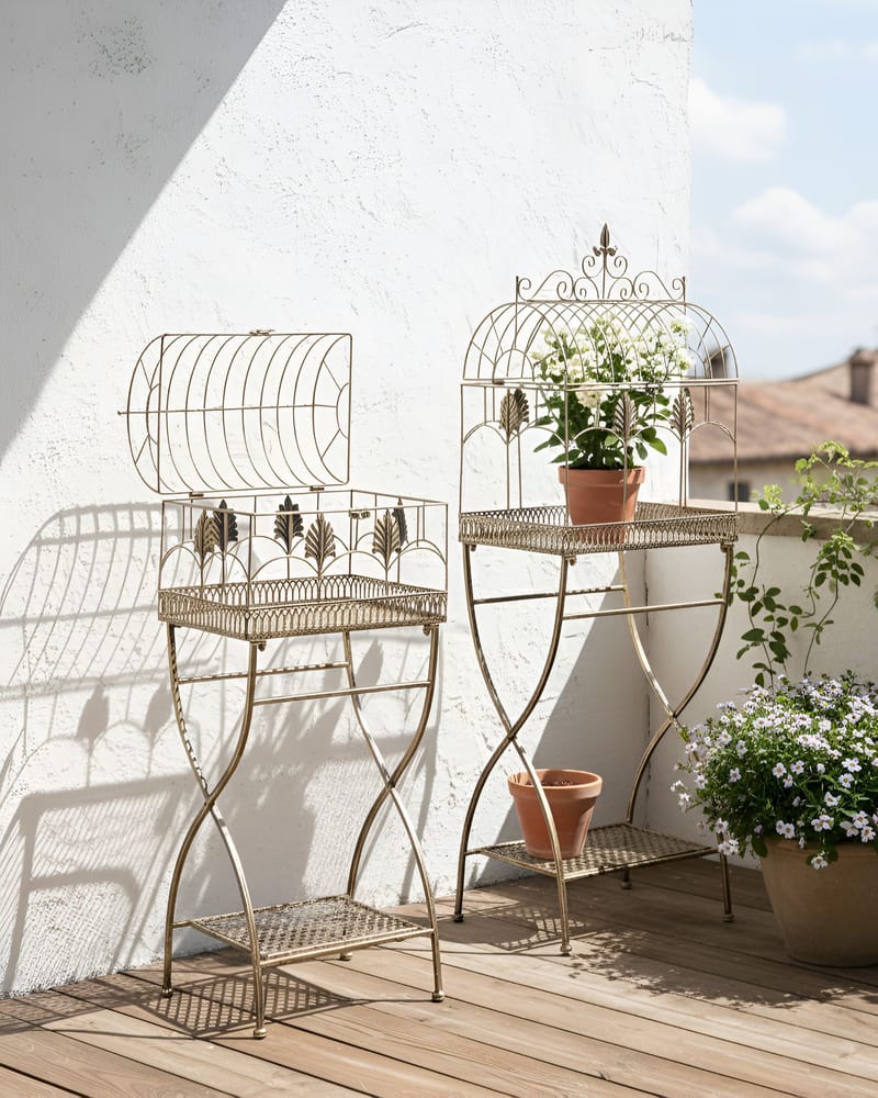 Sæt med 2 hylder udendørs Sicily 43/37 cm 30/27 cm - Sort - Havemøbler - Øvrigt havetilbehør - Tilbehør udendørs - Blomstereoler