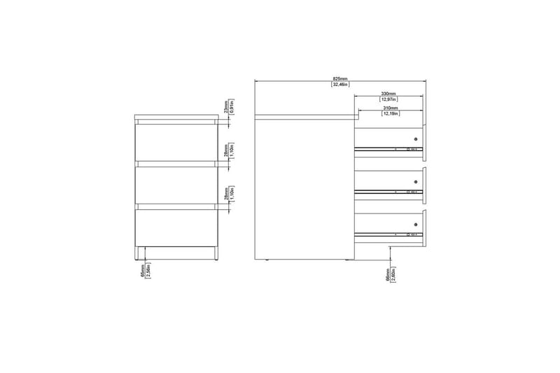 Salomns Kommode 70,1 cm - Hvid - Opbevaring - Opbevaringsmøbler - Kommode