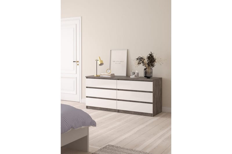 Salomns kommode 70,1 cm - Oxid beton/hvid højglans - Opbevaring - Opbevaringsmøbler - Kommode