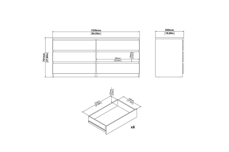 Salomns kommode 70,1 cm - Oxid beton/hvid højglans - Opbevaring - Opbevaringsmøbler - Kommode