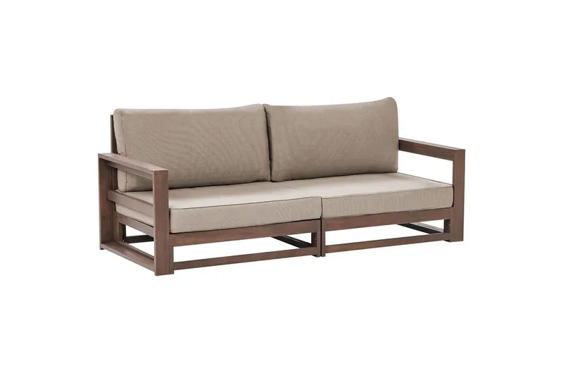 2-sitssoffa Beliani Timor Ljus trä/grått/beige, Ja Dark wood||Grey||Beige - Havemøbler - Loungemøbler - Loungesofaer