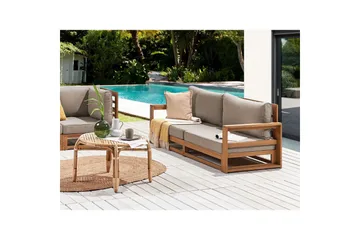 2-sitssoffa Beliani Timor Ljus trä/grått/beige, Ja Light wood||Grey||Beige - Havemøbler - Loungemøbler - Loungesofaer