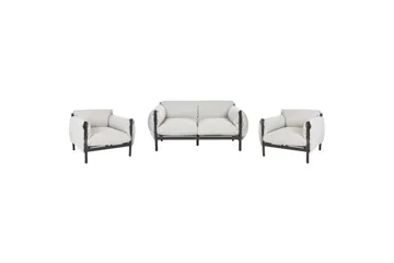 2-sitssoffa med fåtöljer Beliani Esperia Grey, Black - Havemøbler - Loungemøbler - Sofagrupper udendørs