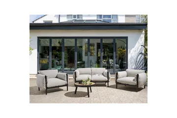 2-sitssoffa med fåtöljer Beliani Esperia Grey, Black - Havemøbler - Loungemøbler - Sofagrupper udendørs