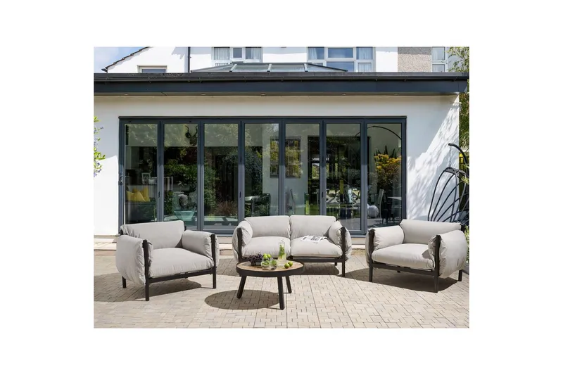 2-sitssoffa med fåtöljer Beliani Esperia Grey, Black - Havemøbler - Loungemøbler - Sofagrupper udendørs