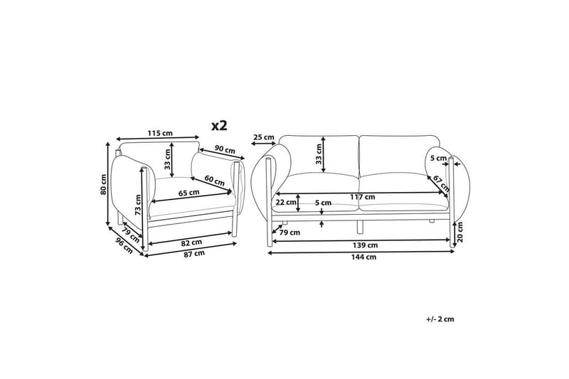 2-sitssoffa med fåtöljer Beliani Esperia Grey, Black - Havemøbler - Loungemøbler - Sofagrupper udendørs