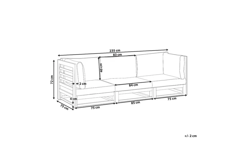 3-sitssoffa Beliani Trani Ljus trä/grått/beige, Ja Light wood||Grey||Beige - Havemøbler - Loungemøbler - Loungesofaer