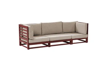 3-sitssoffa Beliani Trani Mörkt trä/grått/beige, Nej Dark wood||Grey||Beige - Havemøbler - Loungemøbler - Loungesofaer