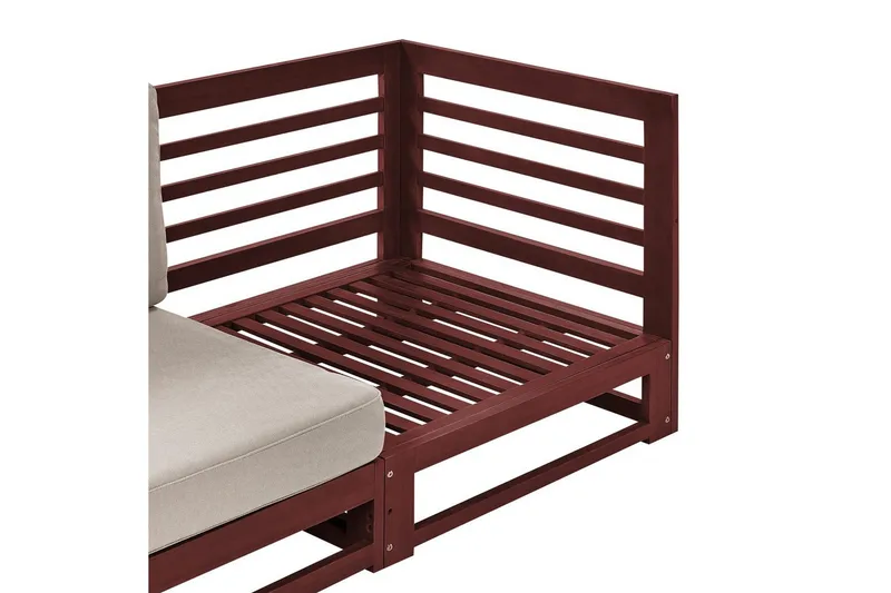 3-sitssoffa Beliani Trani Mörkt trä/grått/beige, Nej Dark wood||Grey||Beige - Havemøbler - Loungemøbler - Loungesofaer