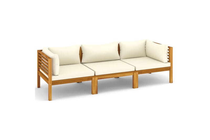 3-personers havesofa med hynder massivt akacietræ - Brun - Havemøbler - Loungemøbler - Loungesofaer