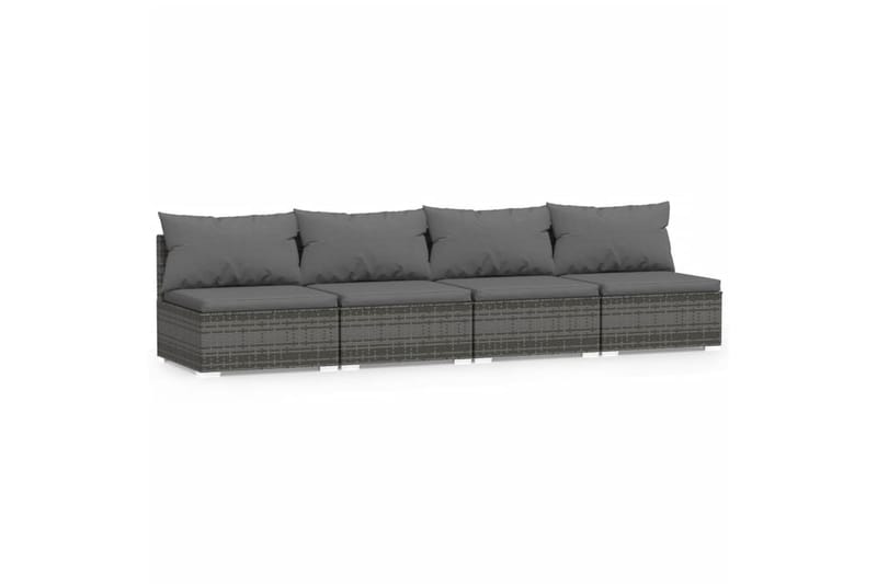 4-personers sofa med hynder polyrattan grå - Grå - Loungesofaer - Havesofaer & bænke