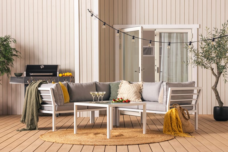 Ariany Hjørnesofa - Hvid/Grå - Havemøbler - Loungemøbler - Loungesofaer
