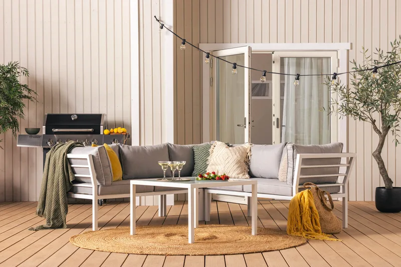 Ariany Hjørnesofa - Hvid/Grå - Havemøbler - Loungemøbler - Loungesofaer