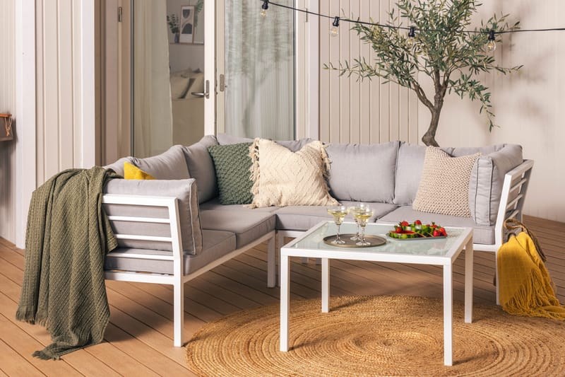 Ariany Hjørnesofa - Hvid/Grå - Havemøbler - Loungemøbler - Loungesofaer
