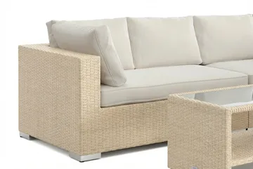Bahamas L-formet udendørs sofa højre, 6-pers med bord og hylde - Beige - Havemøbler - Loungemøbler - Sofagrupper udendørs